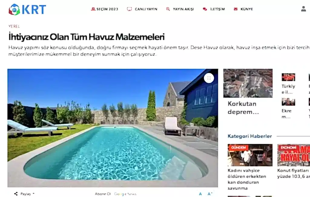 İhtiyacınız Olan Havuz Malzemeleri Havuz Yapımı
