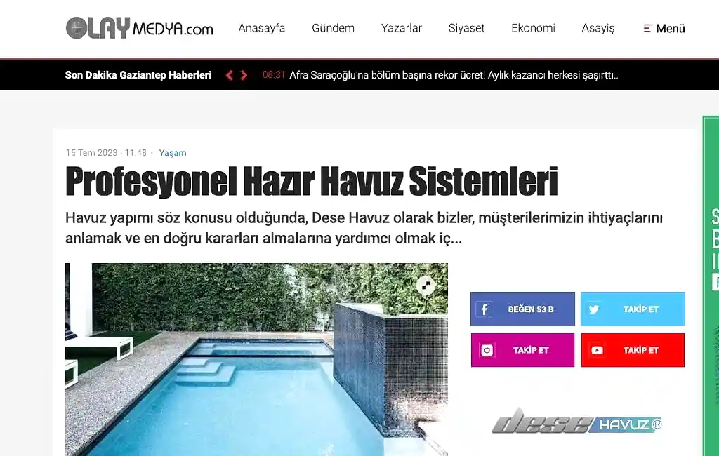 Profesyonel Hazır Havuz Sistemleri Havuz Yapımı